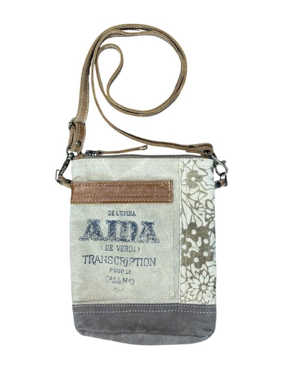 Clea Ray Aida Canvas Passport Crossbody Bag Zipper Top Pockets